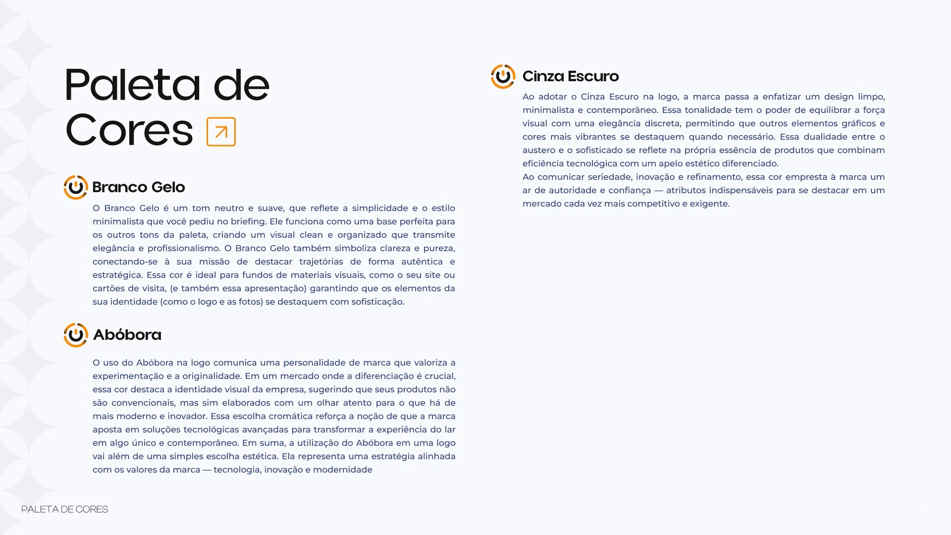 Qora: Paleta de cores, detalhes
